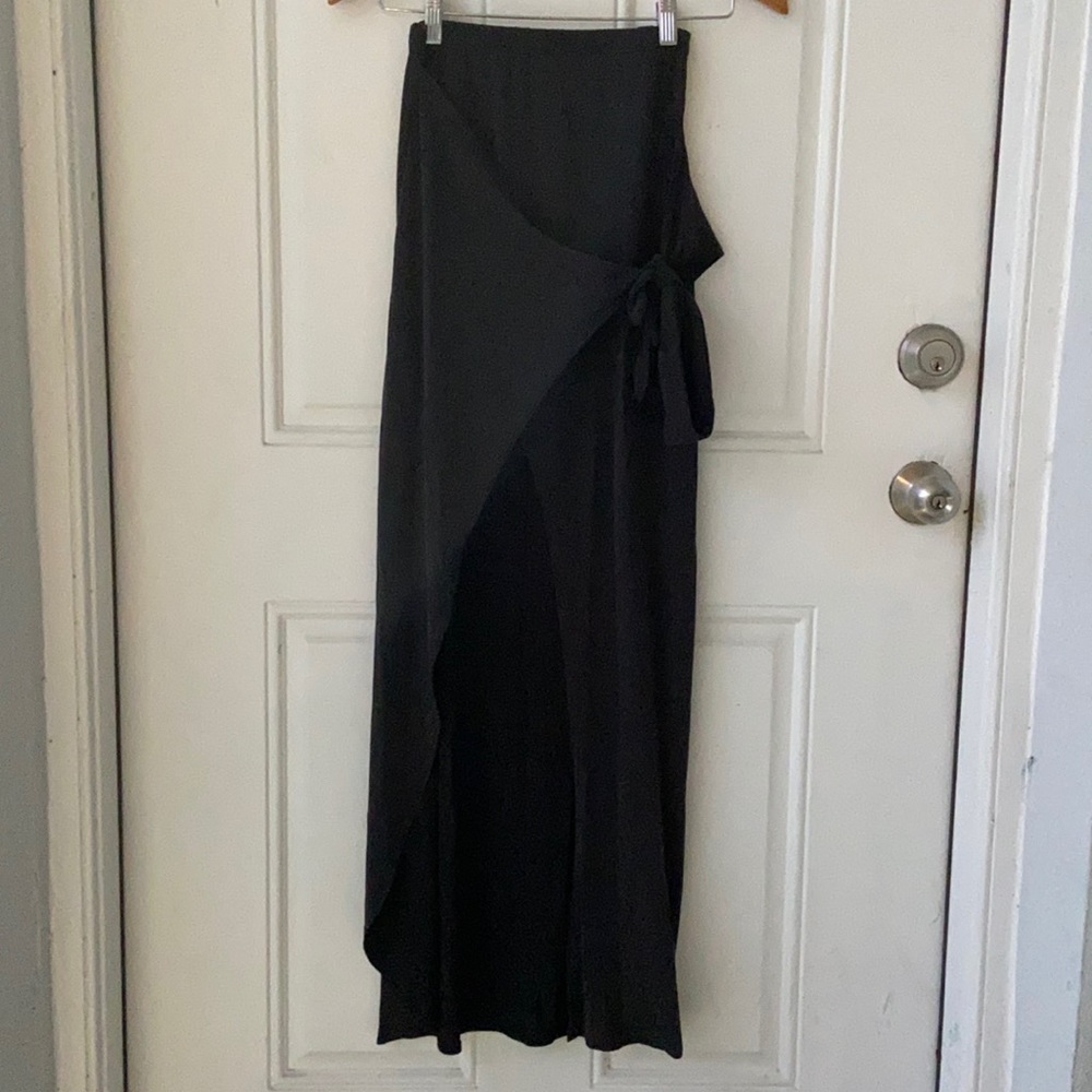 Black wrap around maxi skirt